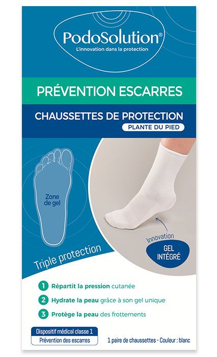 Chaussettes prévention escarres ou syndrome main-pied, blanches